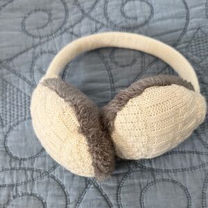 Cozy Cream and Gray Knit Earmuffs